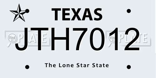 JTH7012 Texas License Plate