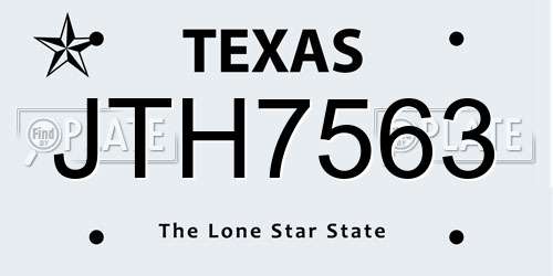 JTH7563 Texas License Plate