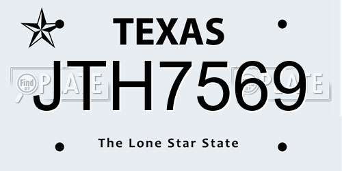 JTH7569 Texas License Plate