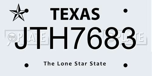 JTH7683 Texas License Plate