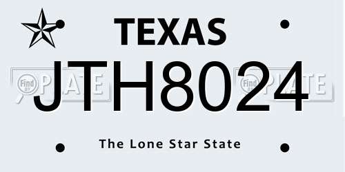 JTH8024 Texas License Plate
