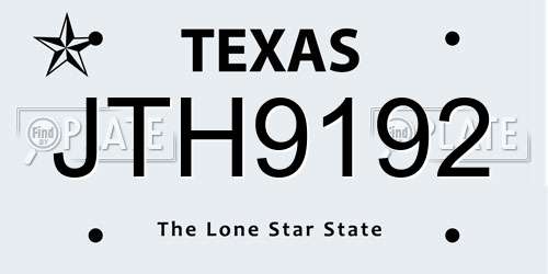 JTH9192 Texas License Plate
