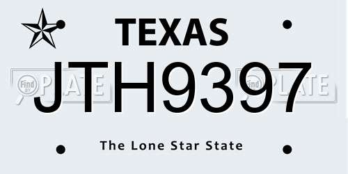 JTH9397 Texas License Plate