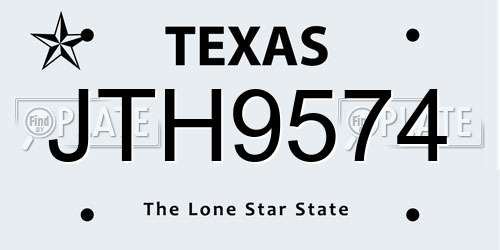 JTH9574 Texas License Plate