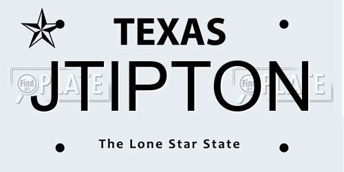 JTIPTON Texas License Plate