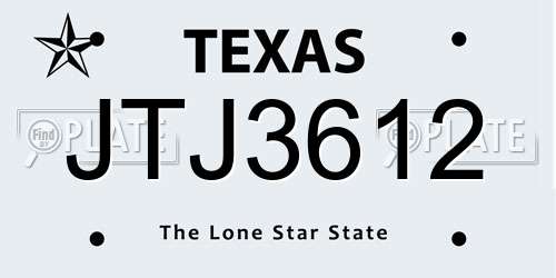 JTJ3612 Texas License Plate