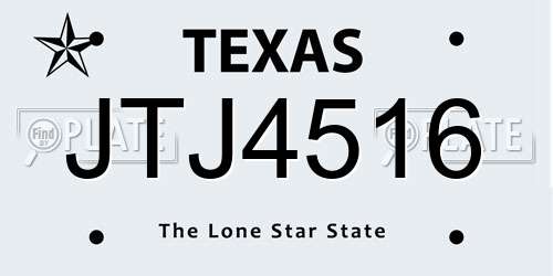 JTJ4516 Texas License Plate