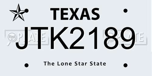 JTK2189 Texas License Plate