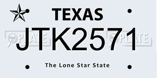 JTK2571 Texas License Plate