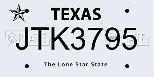JTK3795 Texas License Plate