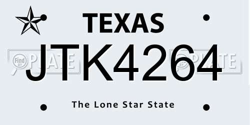 JTK4264 Texas License Plate