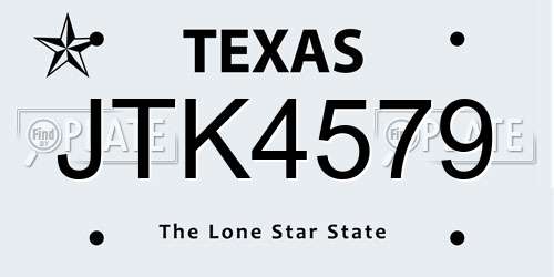 JTK4579 Texas License Plate