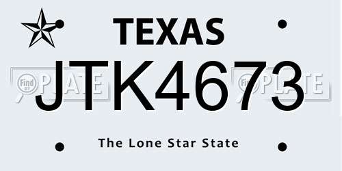 JTK4673 Texas License Plate