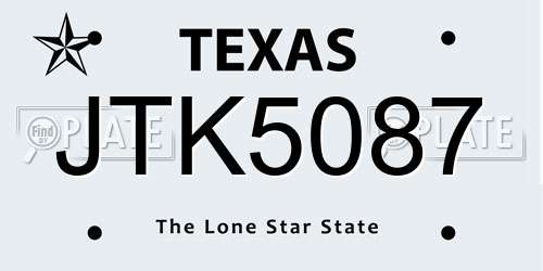 JTK5087 Texas License Plate