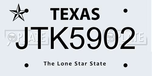 JTK5902 Texas License Plate