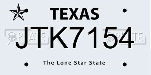 JTK7154 Texas License Plate