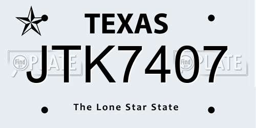 JTK7407 Texas License Plate