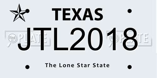 JTL2018 Texas License Plate