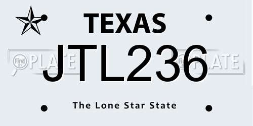 JTL236 Texas License Plate