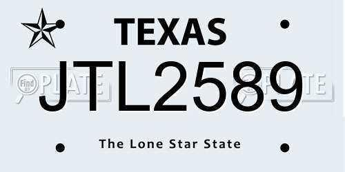 JTL2589 Texas License Plate