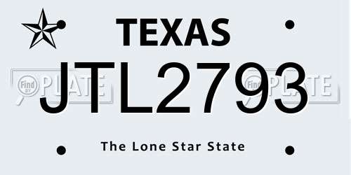 JTL2793 Texas License Plate