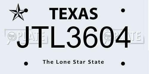 JTL3604 Texas License Plate