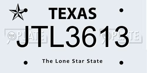 JTL3613 Texas License Plate