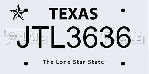 JTL3636 Texas License Plate
