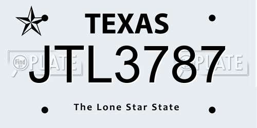 JTL3787 Texas License Plate