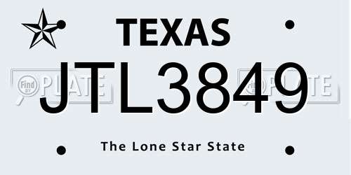 JTL3849 Texas License Plate