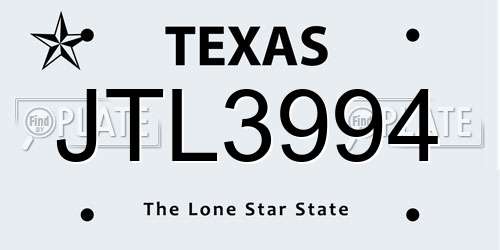 JTL3994 Texas License Plate