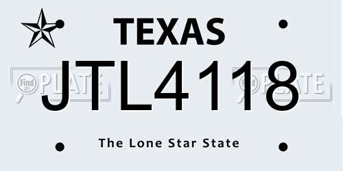 JTL4118 Texas License Plate