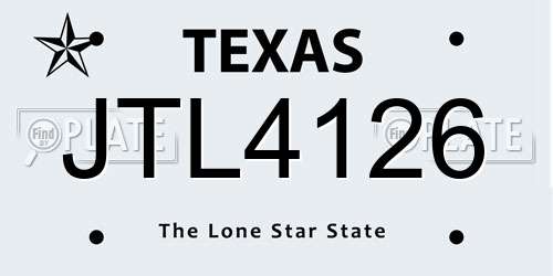 JTL4126 Texas License Plate