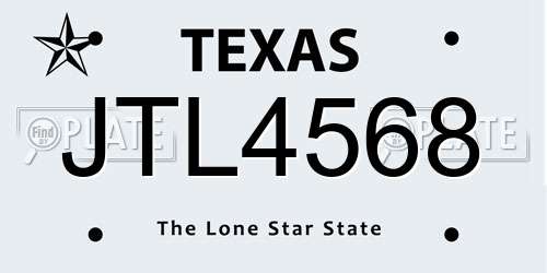 JTL4568 Texas License Plate