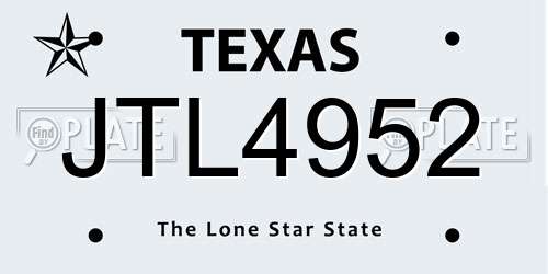 JTL4952 Texas License Plate