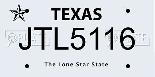 JTL5116 Texas License Plate