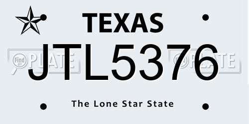 JTL5376 Texas License Plate
