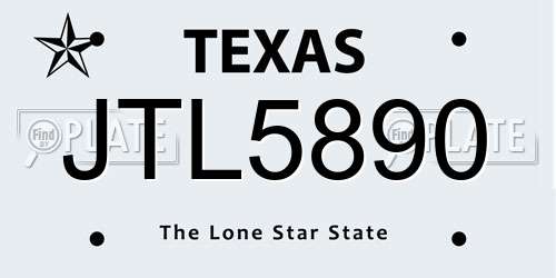 JTL5890 Texas License Plate