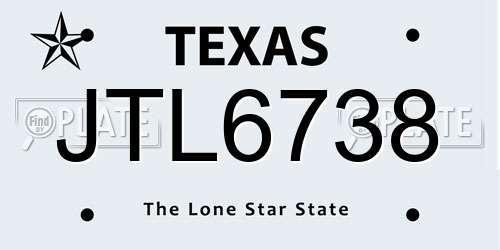 JTL6738 Texas License Plate