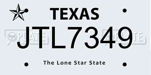 JTL7349 Texas License Plate