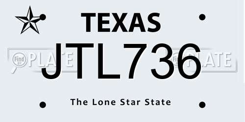 JTL736 Texas License Plate