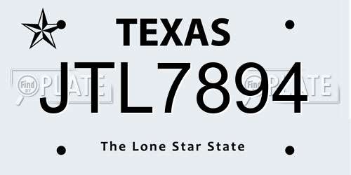 JTL7894 Texas License Plate