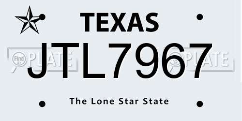 JTL7967 Texas License Plate