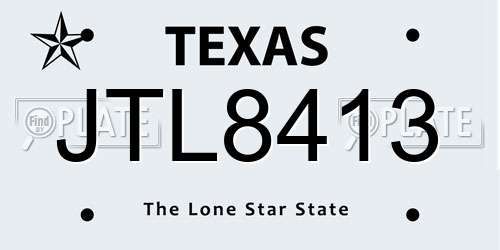 JTL8413 Texas License Plate