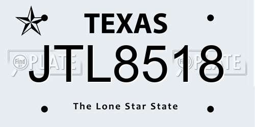 JTL8518 Texas License Plate