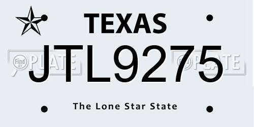 JTL9275 Texas License Plate