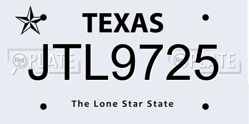 JTL9725 Texas License Plate