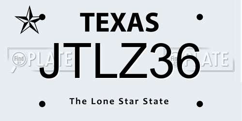 JTLZ36 Texas License Plate