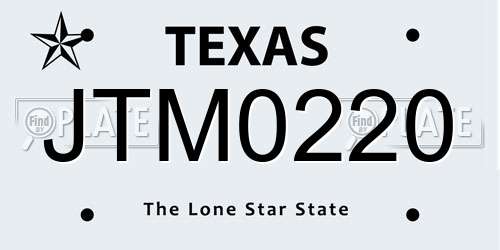 JTM0220 Texas License Plate