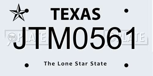 JTM0561 Texas License Plate